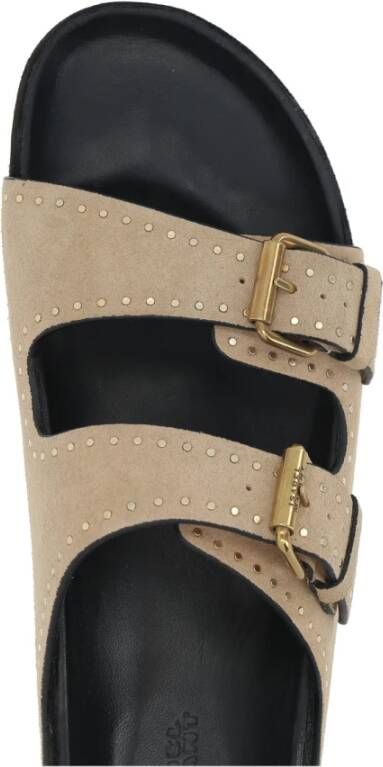 Isabel marant Studded Beige Suède Platte Sandalen Beige Dames