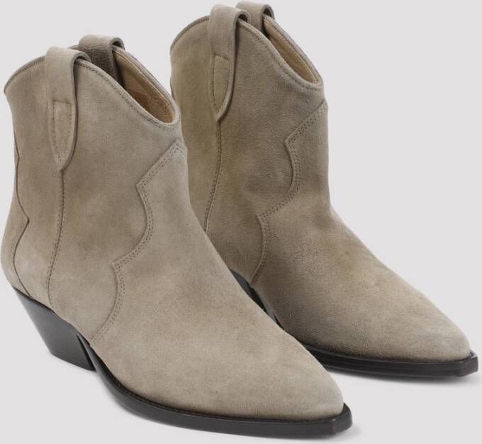 Isabel marant Taupe Beige Leren Enkellaarzen Beige Dames