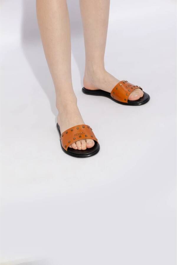 Isabel marant Vikee leren slides Brown Dames