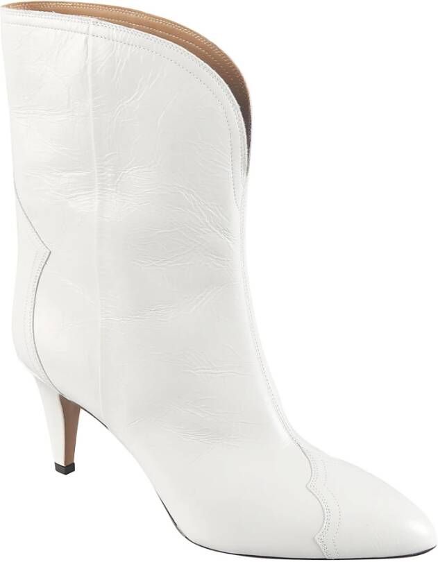 Isabel marant Witte Leren Enkellaarzen White Dames