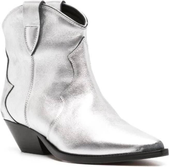 Isabel marant Zilver Metallic Leren Enkellaarzen Gray Dames