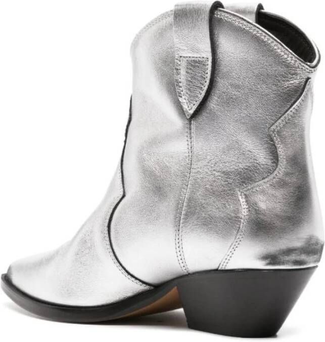 Isabel marant Zilver Metallic Leren Enkellaarzen Gray Dames