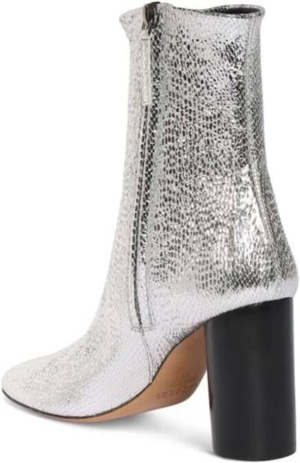 Isabel marant Zilver Metallic Leren Hoge Hak Laarzen Gray Dames