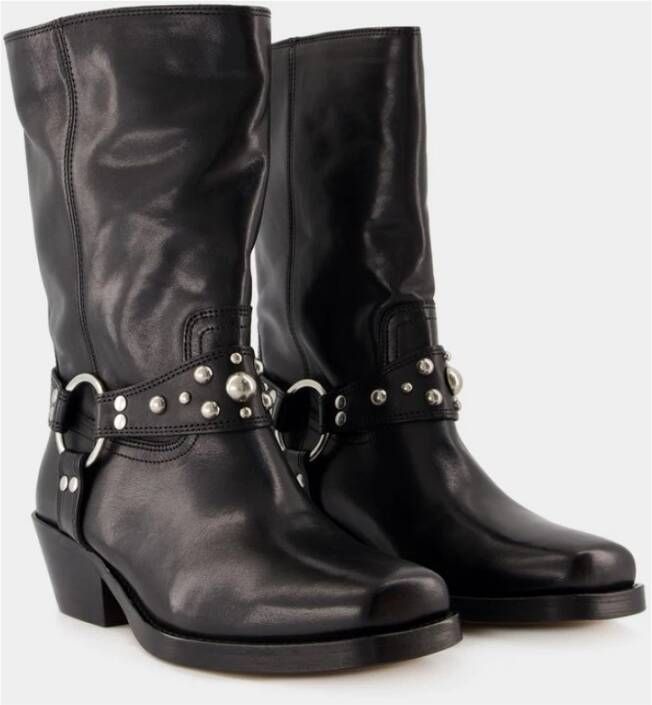 Isabel marant Zwarte Leren Instaplaarzen Black Dames