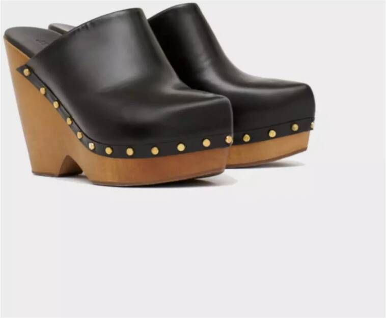 Isabel marant Zwarte leren klompen Tsuko Black Dames