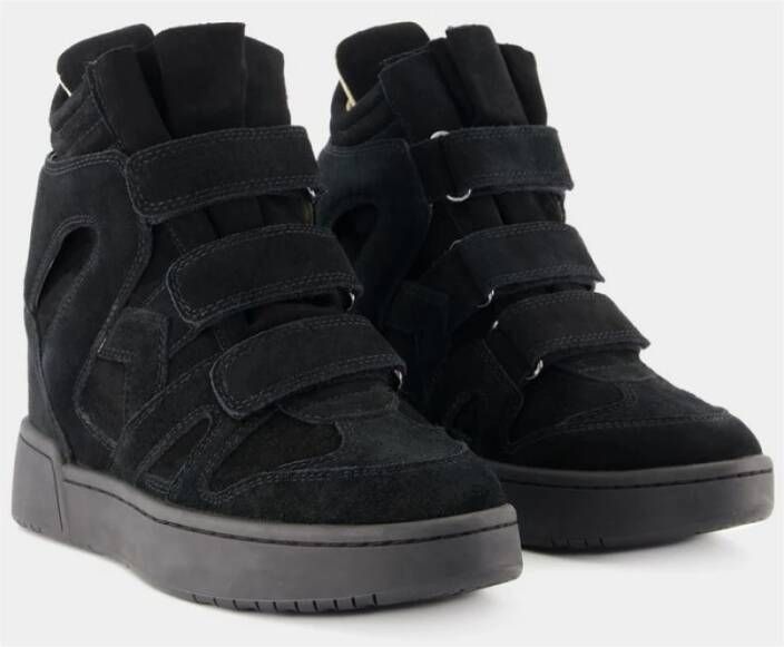 Isabel marant Zwarte Leren Sneakers met Velcro Straps Black Dames