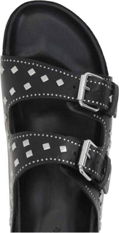 Isabel marant Zwarte leren studs platte sandalen Black Dames