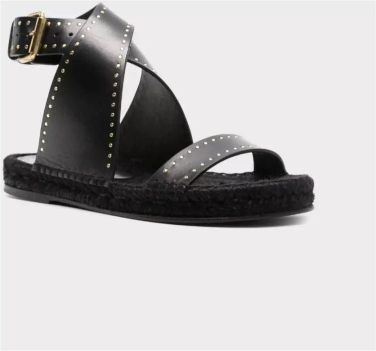 Isabel marant Zwarte leren studs sandalen Black Dames