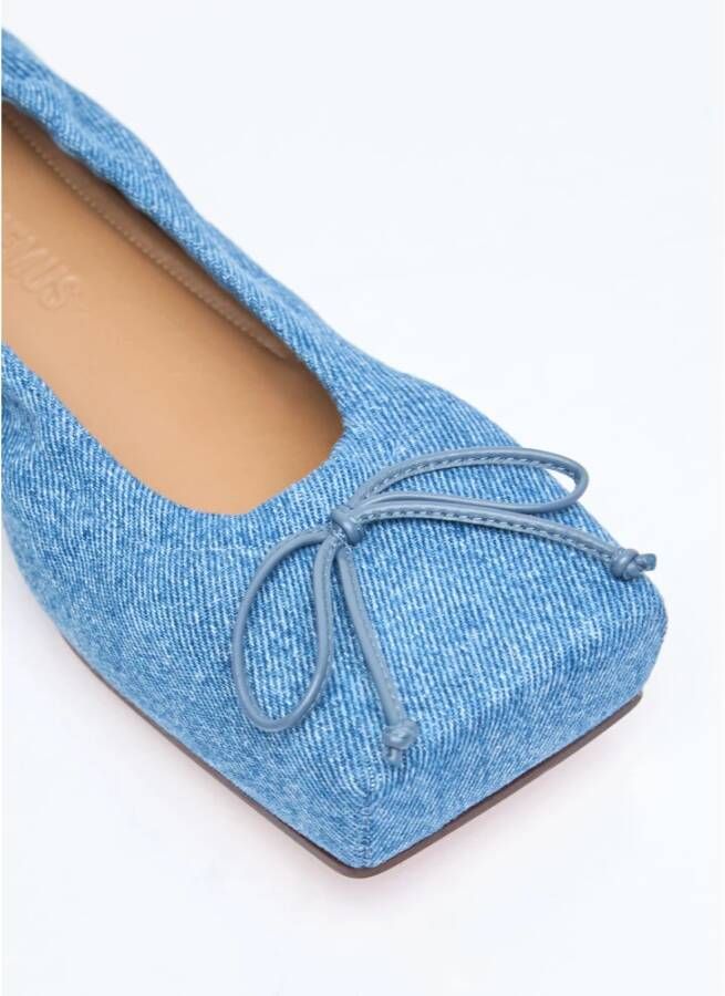 Jacquemus Denim Square Toe Ballerina Flats Blue Dames