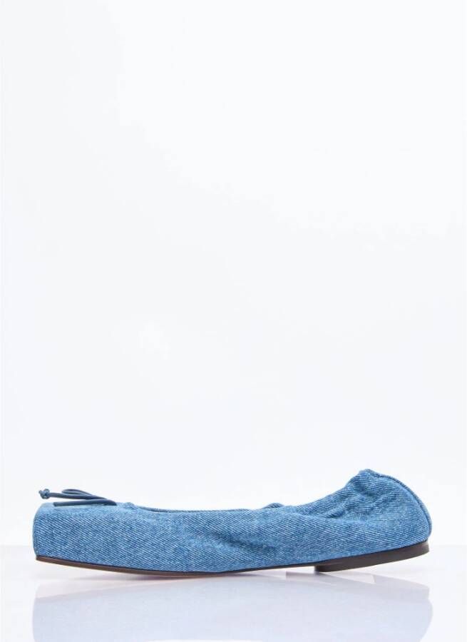 Jacquemus Denim Square Toe Ballerina Flats Blue Dames