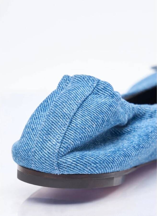 Jacquemus Denim Square Toe Ballerina Flats Blue Dames