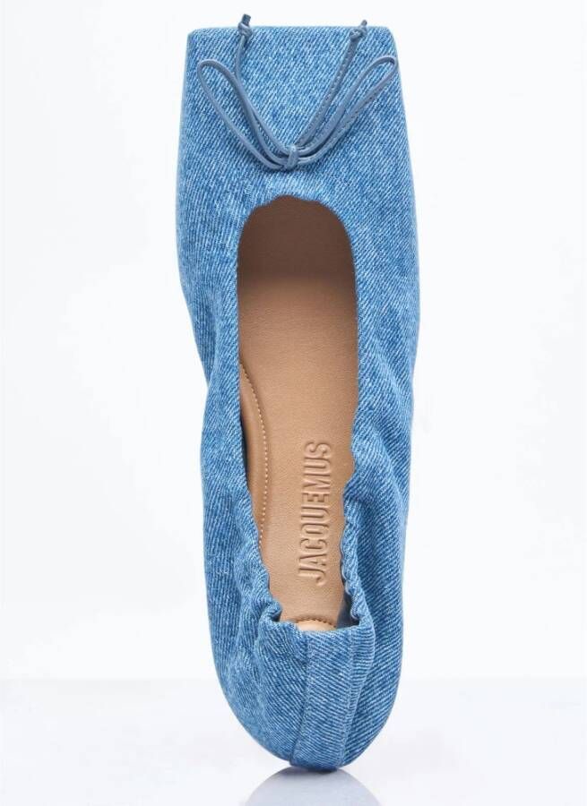 Jacquemus Denim Square Toe Ballerina Flats Blue Dames