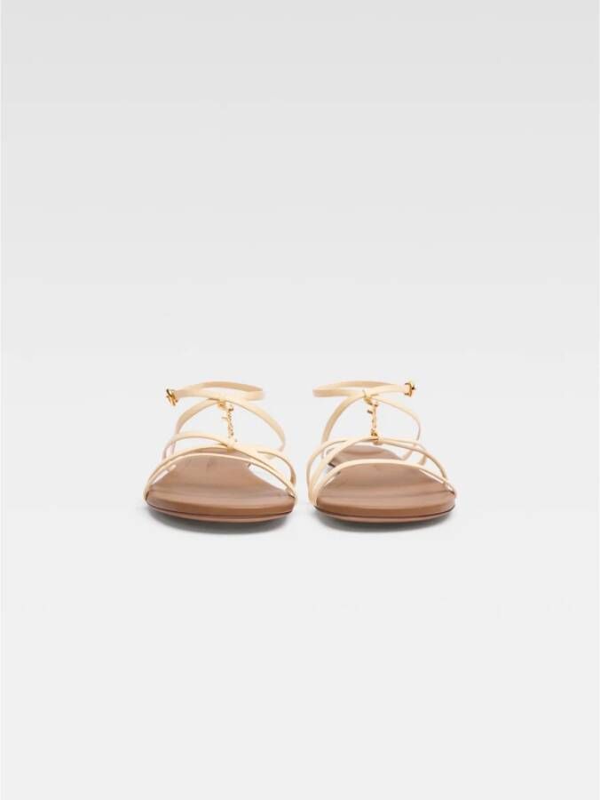 Jacquemus Gouden Logo Sandalen Beige Dames