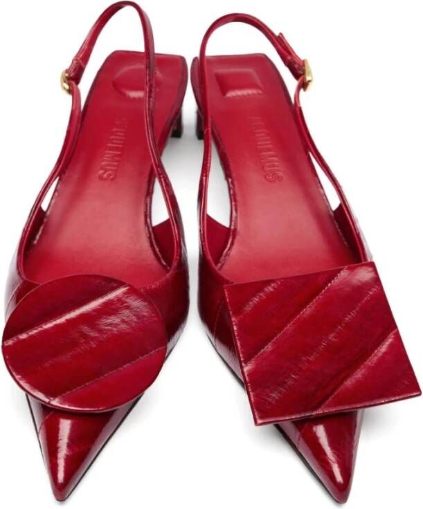 Jacquemus Rode Patentleren Slingback Flats Red Dames