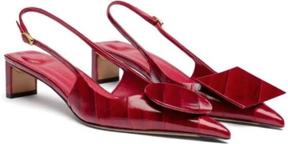 Jacquemus Rode Patentleren Slingback Flats Red Dames