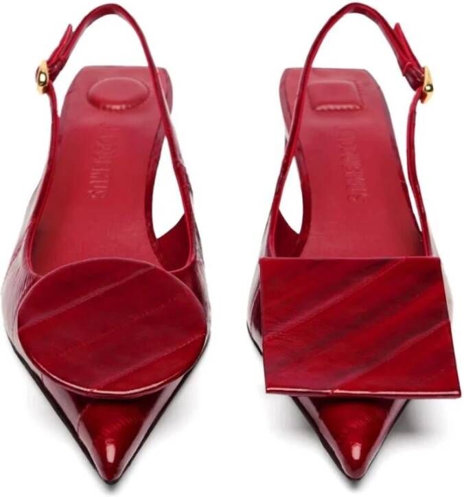 Jacquemus Rode Patentleren Slingback Flats Red Dames