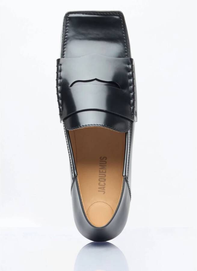 Jacquemus Vierkante Neus Leren Loafers Black Heren