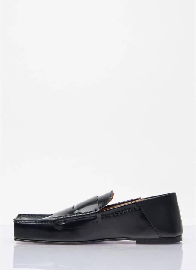 Jacquemus Vierkante Neus Leren Loafers Black Heren