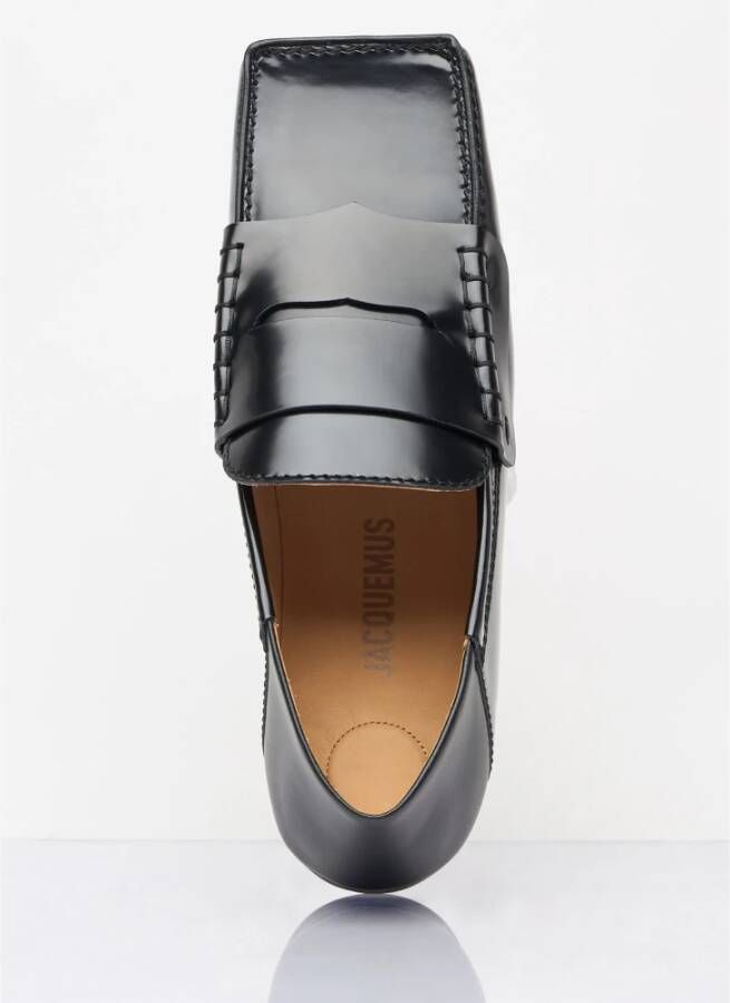 Jacquemus Vierkante Neus Leren Loafers Black Heren