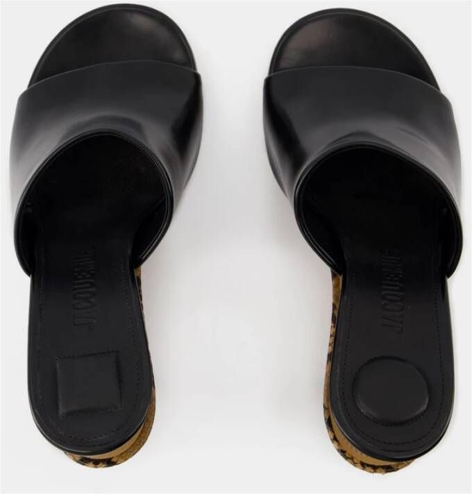 Jacquemus Zwarte Leren Muiltjes Sandalen Black Dames