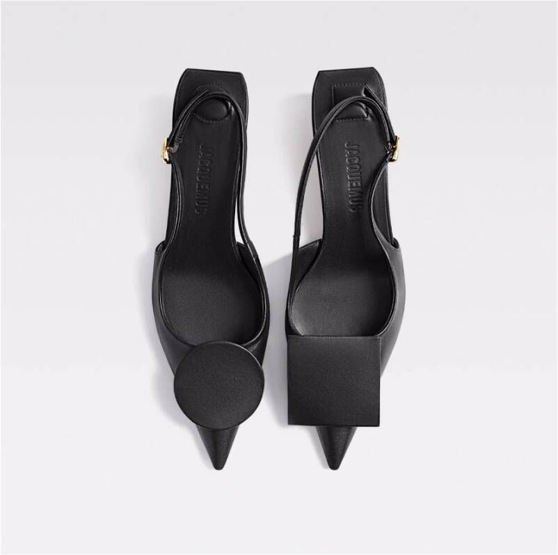 Jacquemus Zwarte leren slingback schoenen Black Dames