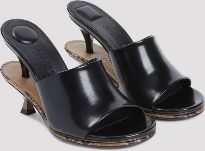 Jacquemus Zwarte Pantoffels Hoge Hak Schoenen Black Dames