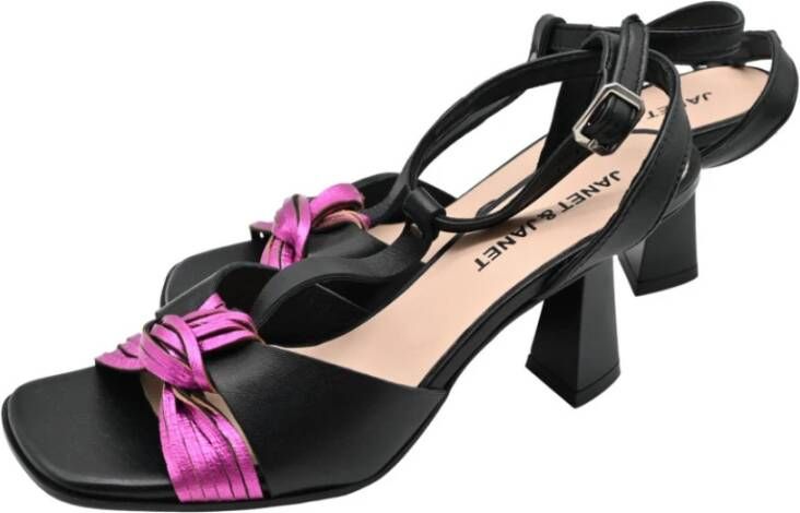 Janet & Janet Hoge hakken Fene Naomi Fuchsia Zwart Black Dames