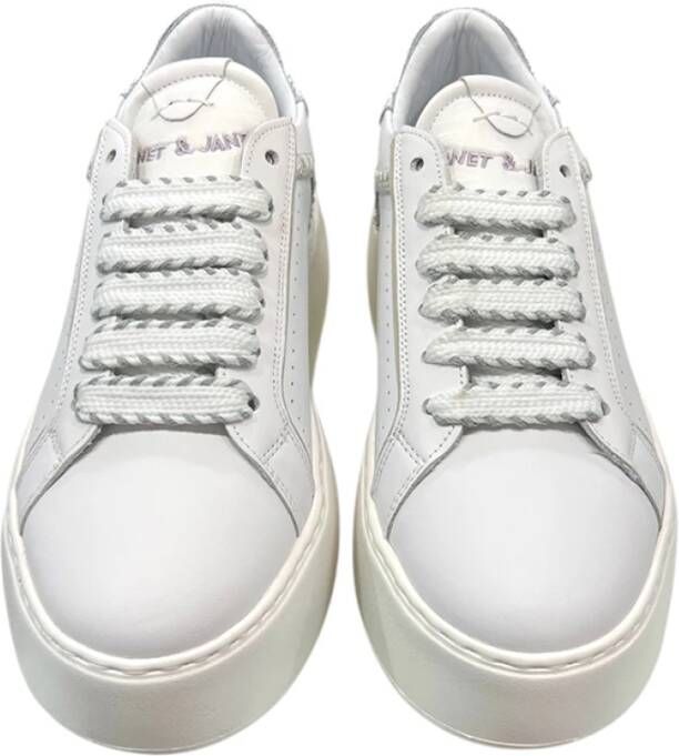 Janet & Janet Witte Leren Sneakers Chic Stijl White Dames