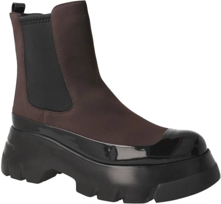 Jeannot Bruine Neopreen en Leren Bootie Brown Dames