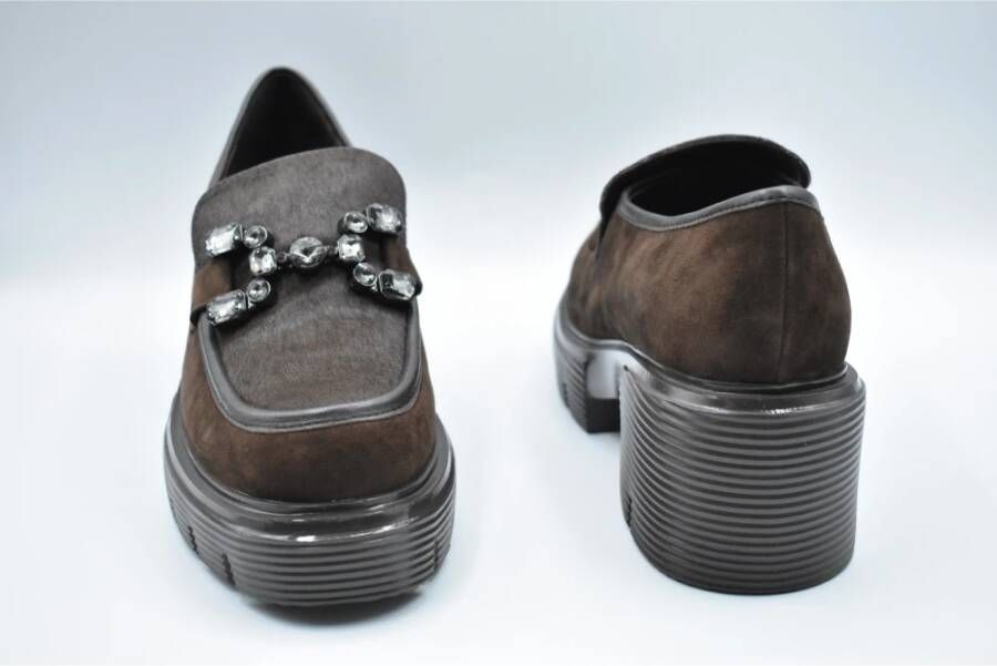 Jeannot Donkerbruine Veterschoenen Brown Dames