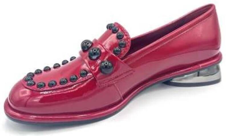 Jeannot Robijn Patent Studded Loafer Red Dames