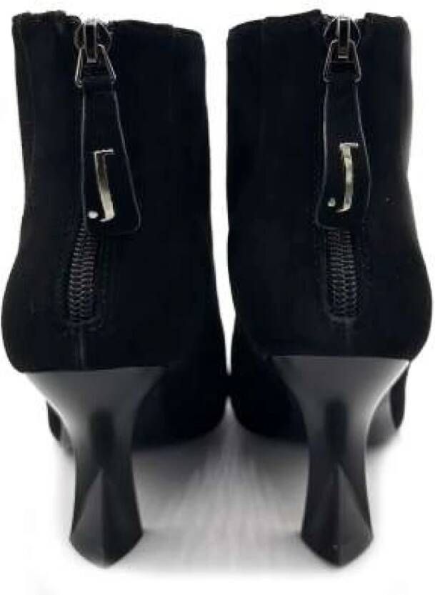 Jeannot Suede Zip Back Leather Effect Heels Black Dames