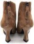 Jeannot Suede Zip Back Leather Effect Heels Brown Dames - Thumbnail 3