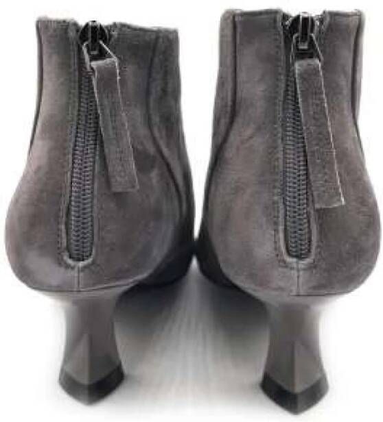 Jeannot Suede Zip Back Leather Effect Heels Gray Dames