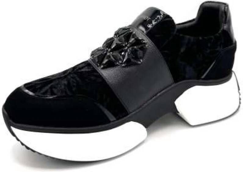 Jeannot Velvet Slip-On Sneaker met Applicaties Black Dames