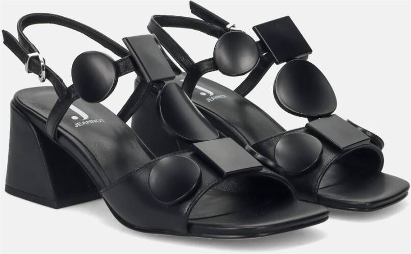 Jeannot Zwarte Geometrische Sandalen Black Dames