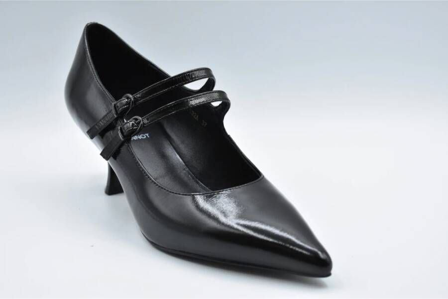 Jeannot Zwarte Veterschoenen Elegante Stijl Black Dames