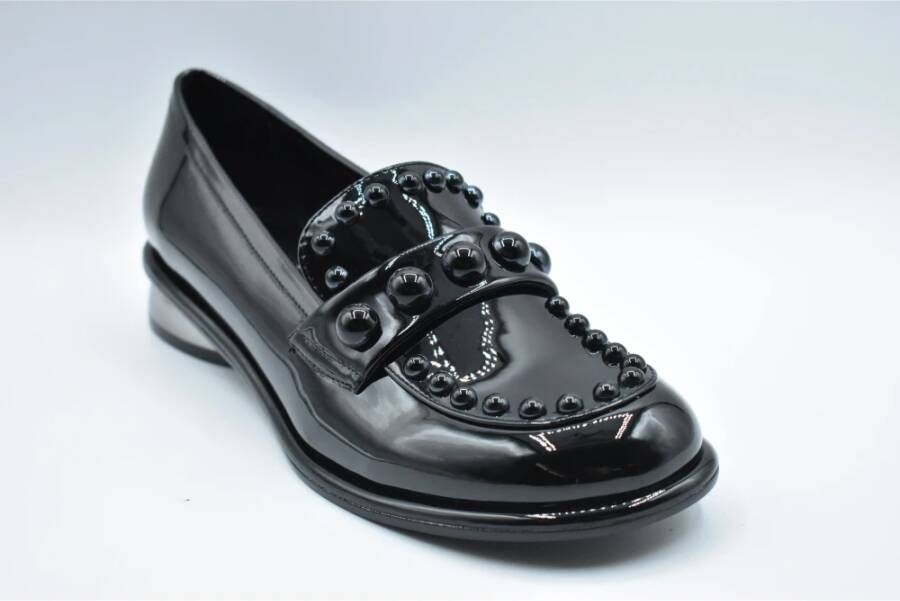 Jeannot Zwarte Veterschoenen met Platte Zool Black Dames