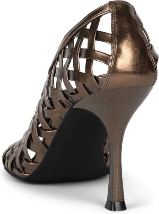 Jeffrey Campbell Bronzen Geweven Stiletto Pomp Brown Dames