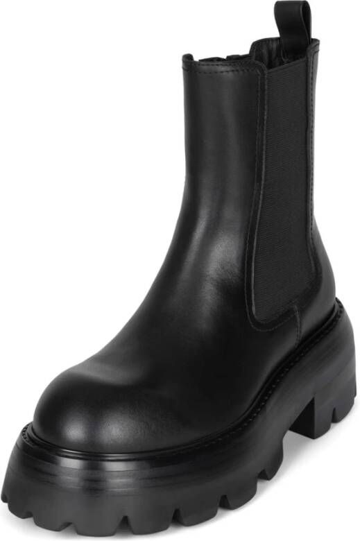 Jeffrey Campbell Chunky Tread Platform Mid-Calf Boot Black Dames