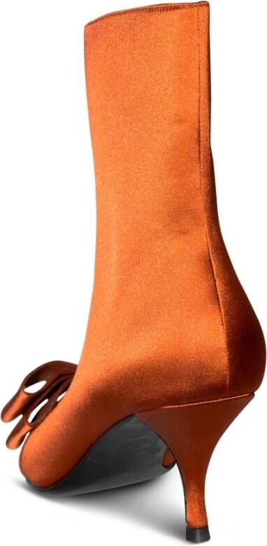 Jeffrey Campbell Roest Satijn Strik Detail Kitten Hak Laars Orange Dames