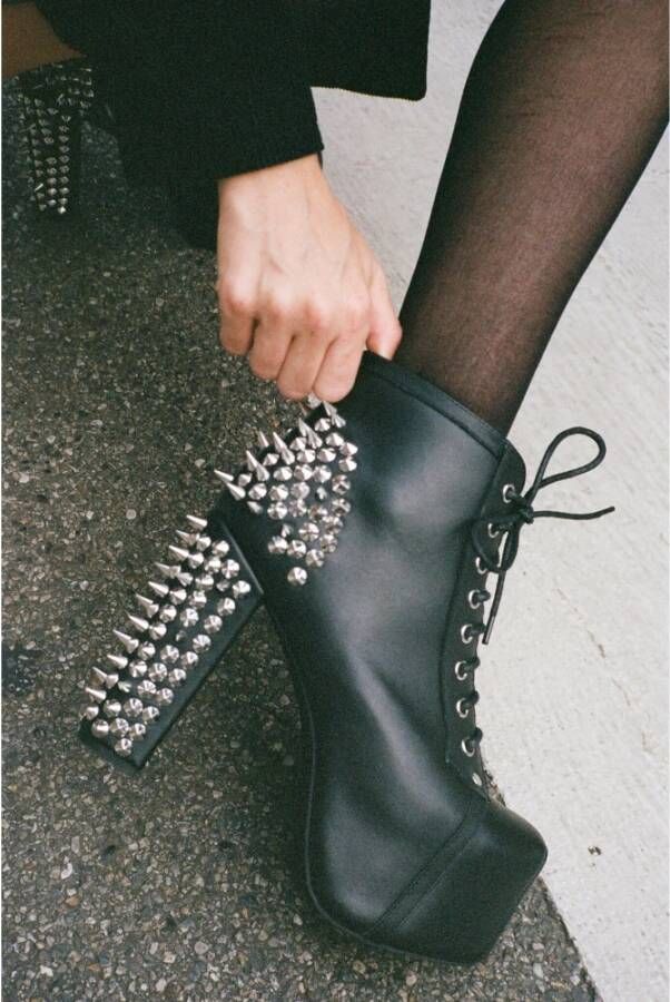 Jeffrey Campbell Spike Zwart Zilver Spike Details Laarzen Multicolor Dames