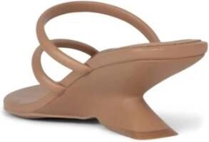 Jeffrey Campbell Strappy Sculpted Wedge Sandal in Nude Brown Dames