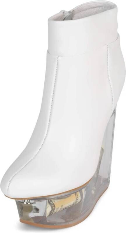 Jeffrey Campbell Transparante Plateau Wig Enkellaars White Dames