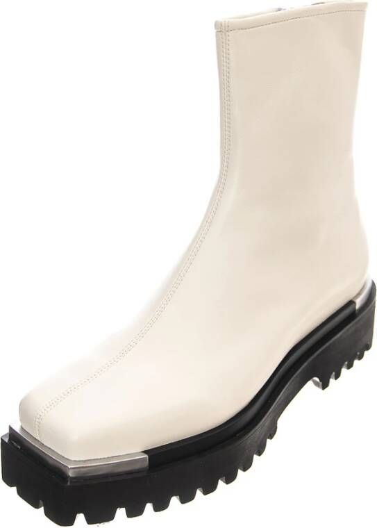 Jeffrey Campbell Witte leren enkellaarzen met middelhoge schacht White Dames