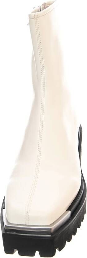 Jeffrey Campbell Witte leren enkellaarzen met middelhoge schacht White Dames