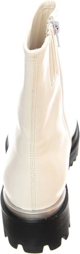 Jeffrey Campbell Witte leren enkellaarzen met middelhoge schacht White Dames