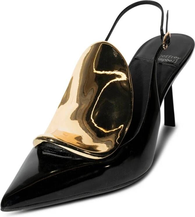 Jeffrey Campbell Zwarte Box Gouden Stiletto Pump Black Dames