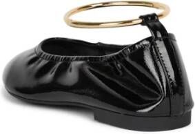 Jeffrey Campbell Zwarte Crinkle Patent Ballerina met Metalen Enkelband Black Dames