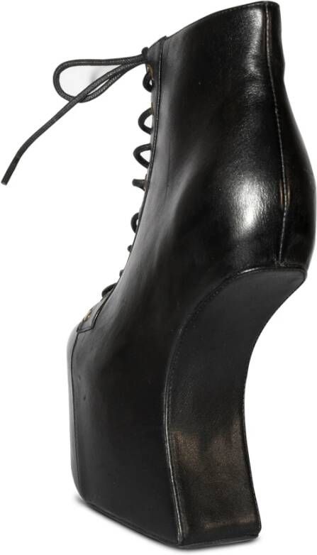 Jeffrey Campbell Zwarte leren sleehak laarzen Black Dames